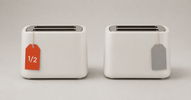 Two identical appliances, one with a red half-price tag — how much you save buying open-box