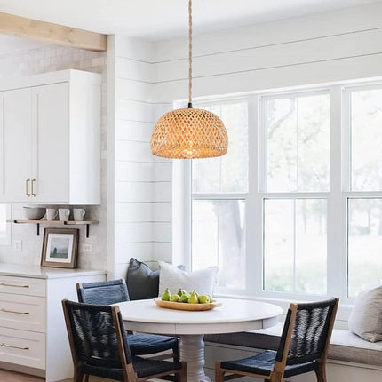 NAANN Plug in Pendant Light, Bamboo Rattan Pendant Lighting Fixtures Rustic Farm