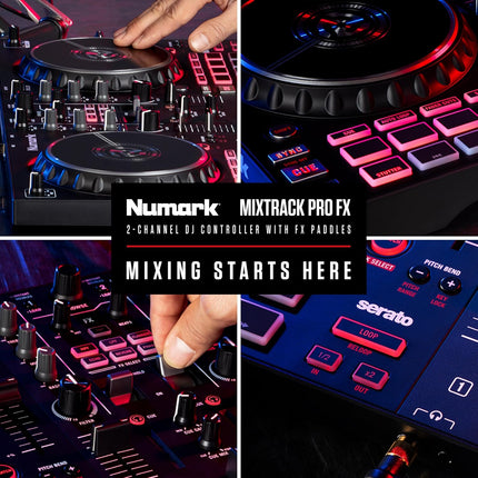 Numark Mixtrack Pro FX Serato DJ Controller with 2 Decks, Mixer, Effects Paddles
