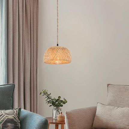 NAANN Plug in Pendant Light, Bamboo Rattan Pendant Lighting Fixtures Rustic Farm