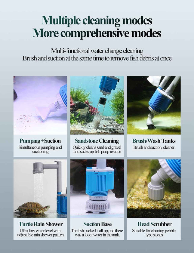 UPETTOOLS Aquarium Gravel Cleaner - Electric Automatic Removable Vacuum Water Ch