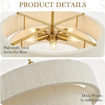 ELYCCUPA 20”Hand Woven Rattan Chandelier Boho Pendant Light Adjustable Coastal P
