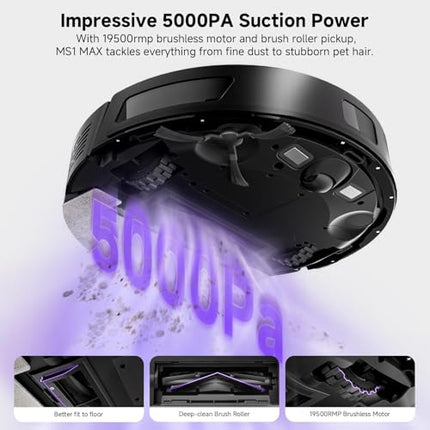 MONSGA Robot Vacuums and Mop 5000Pa, Self-Emptying, 3.5L 60-Day Capacity, Lidar