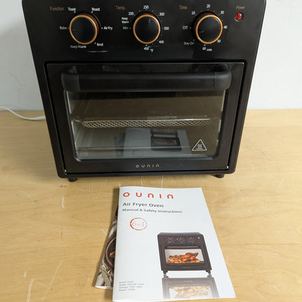 OUNIN Air Fryer Toaster Oven with Steam Infusion, 12L Countertop Oven, 6-in-1 Bake, Broil, Grill & Air Fry, Black