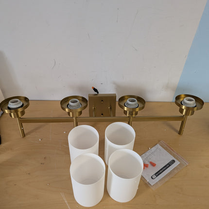 AONEON Wall Light Fixtures 4-Light Over Mirror, Gold Vanity Lights with White Fr