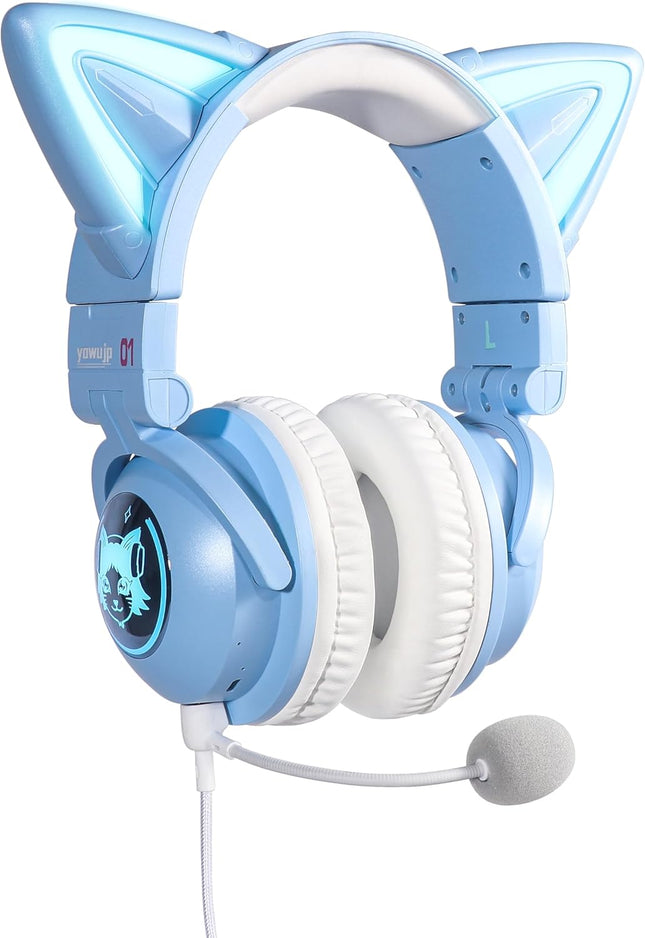 New LED Wireless Cat Ear Headphones (12 Color Changing) with Connectable Attacha