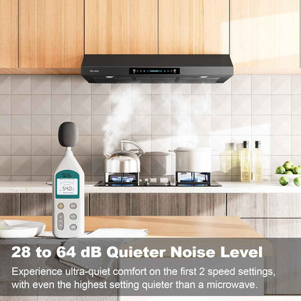 HisoHu 36 Inch Under Cabinet Range Hood with 900-CFM,4 Speed Gesture Sensing&Tou
