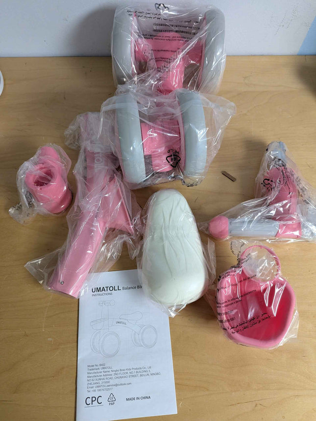 Umatoll Colorful Lighting Baby Balance Bike Toys for 1 Year Old Girls Gifts, Adj