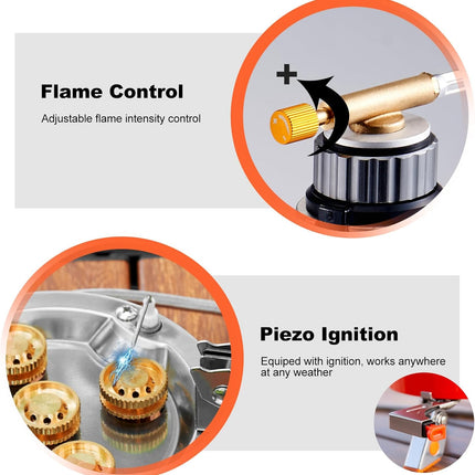 Odoland 9000W Camping Stove, Windproof Adjustable Lightweight Backpacking Gas St