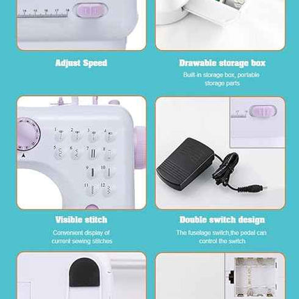 Sewing Machine for Beginners, Electric Portable Mini Sewing Machine with 50 Pcs