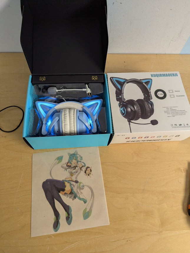 New LED Wireless Cat Ear Headphones (12 Color Changing) with Connectable Attacha