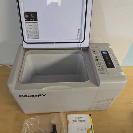 BougeRV CR23 Portable 12V Car Freezer & Fridge, 23 Quart, -8 to 50 F with 15 Min Fast Cooling, 45 dB, Grey