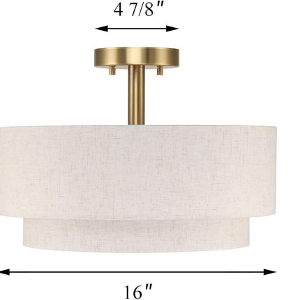 (INCOMPLETE) XiNBEi 16 Inch Semi Flush Mount Ceiling Light, 3-Light Brass