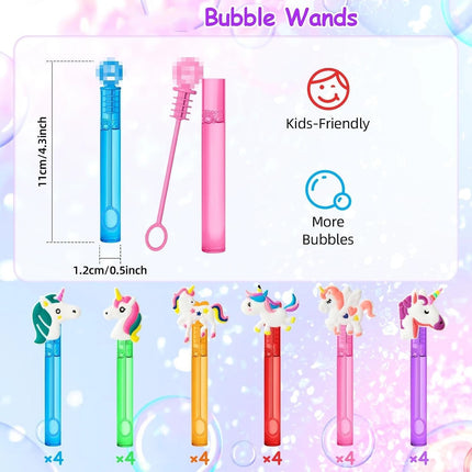AFZMON 24 Unicorn Party Favors Bubble Wands for Kids, Rainbow Horse Mini Bubbles