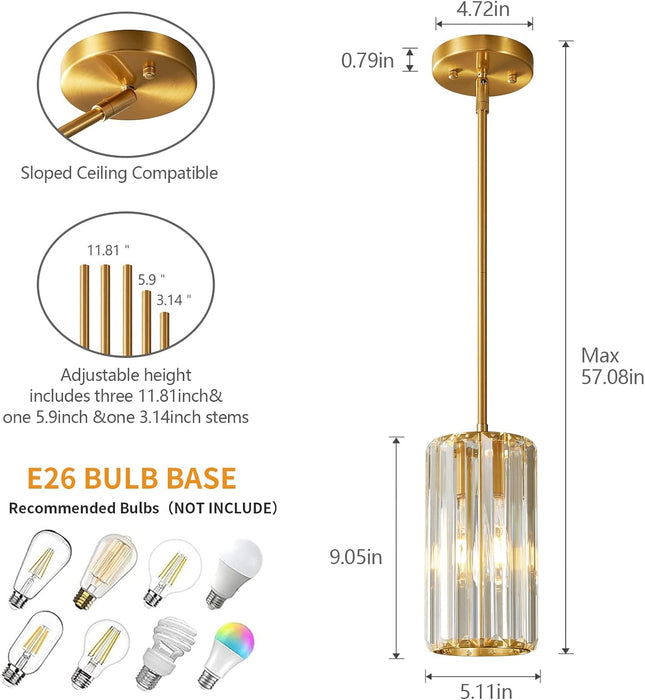 zhllmq Gold Pendant Lighting Modern Pendant Light Mini Crystal Chandeliers Adjus
