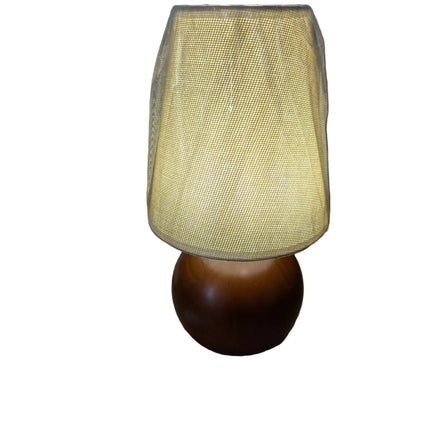 vintage wooden table lamp usb for home office (flax yellow)