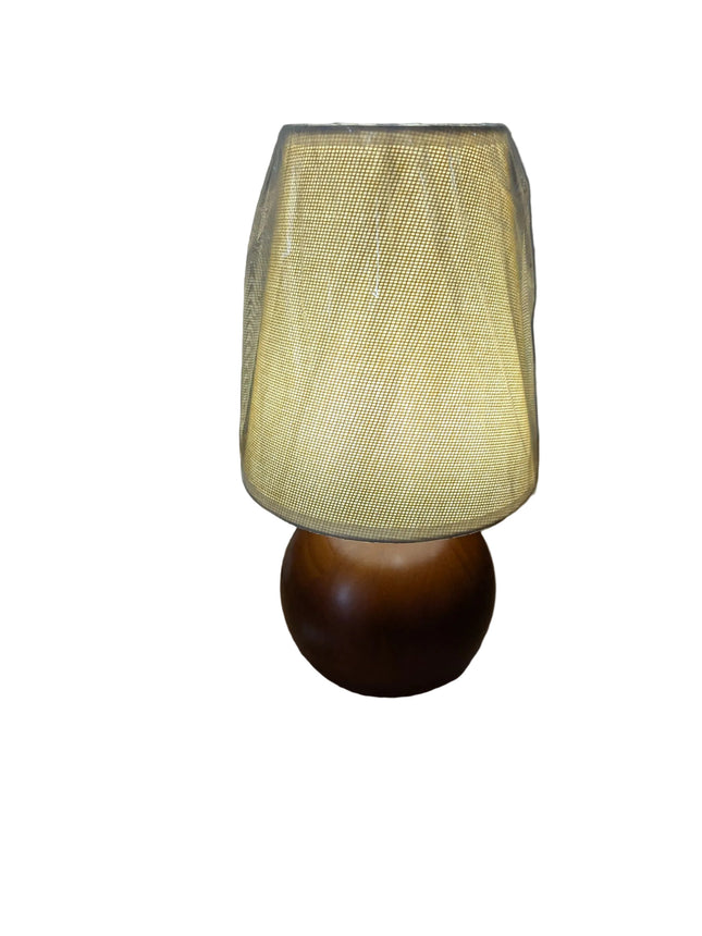 vintage wooden table lamp usb for home office (flax yellow)