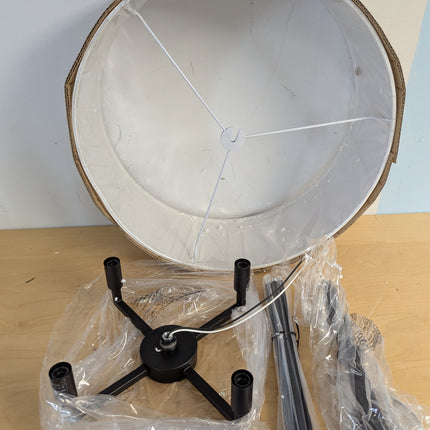 XiNBEi Lighting Drum Chandelier, Farmhouse 4 Light Pendant Light with White Fabr