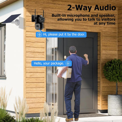 Uniter 4K Dual Lens Solar Security Cameras Wireless Outdoor, 2.4G WiFi, 360° Pan