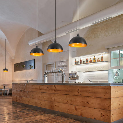 Plug in Pendant Light, 2 Pack Industrial Hanging Lamp with Golden Finish Inside