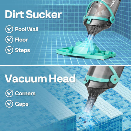 VIVOHOME Cordless Pool Vacuum with Telescopic & Extension Poles 9.12ft, 18.5 GPM