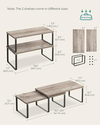 SONGMICS Cabinet Organizer Shelf, Set of 2 Kitchen Counter Shelves, Kitchen Stor