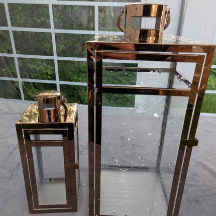 TRIROCKS Set of 3 Stainless Steel Candle Lantern 19'' High Metal Candle Holder w