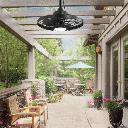 LEDIARY 20" Outdoor Ceiling Fan with Lights,IP65 Waterproof Gazebo Hanging Fan w