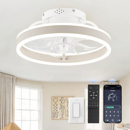 Ceiling Fans with Lights and Remote, 19.7'' Low Profile Ceiling Fans, 3000-6000K