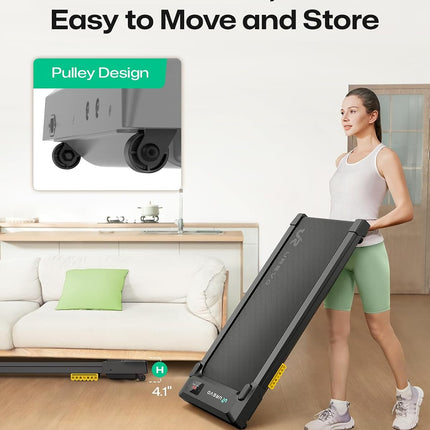 UREVO 2-in-1 Under Desk Walking Pad Treadmill, 4 MPH with 2.5 HP 40 dB Quiet Motor, App Control and 265 lb Capacity