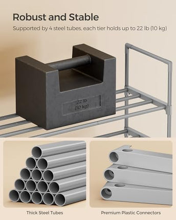 SONGMICS Shoe Rack, 3-Tier Shoe Organizer, Sturdy Storage Shelf, Upright or Upsi