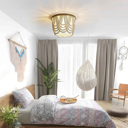 White Boho Light Fixture Boho Beaded Chandelier Boho Light Fixtures Ceiling Bead