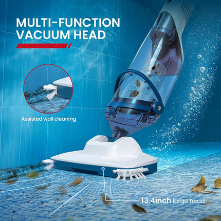 Enhulk PC15 Cordless Pool Vacuum for Above Ground Pools, 13.4in Wide Head