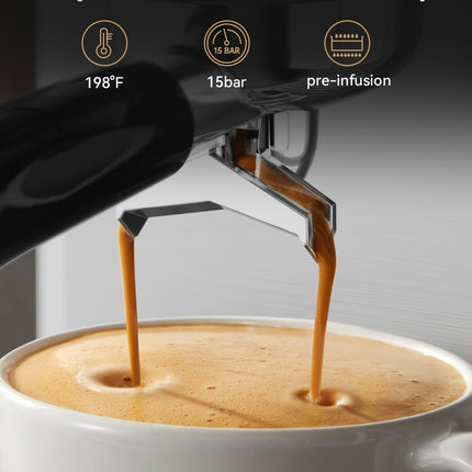 Neretva Espresso Machines, Professional 15 Bar Espresso Maker with Milk Frother,