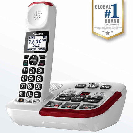 PANASONIC KX-TGM420W Amplified Cordless Phone with Digital Answering Machine, 1