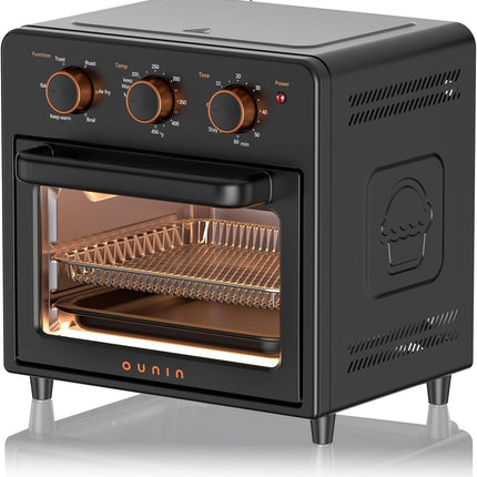 OUNIN Air Fryer Toaster Oven with Steam Infusion, 12L Countertop Oven, 6-in-1 Bake, Broil, Grill & Air Fry, Black
