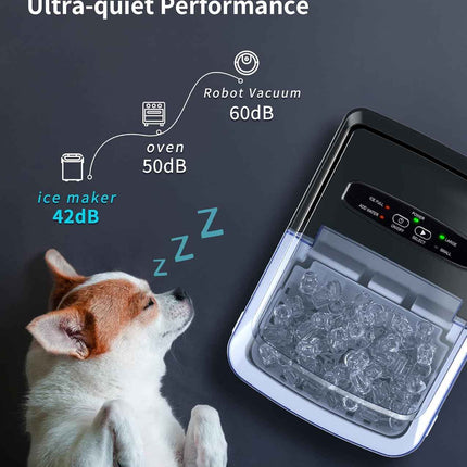 ecozy Portable Ice Maker Countertop, 9 Cubes Ready in 6 Mins, 26.5 lbs in 24 Hou