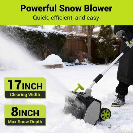 DEKOPRO Cordless Snow Shovel, 40V|17-Inch Cordless Snow Blower，Electric Snow Sho
