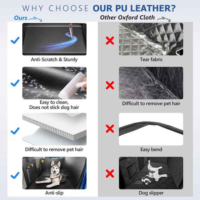 XL Truck Back Seat Extender for Dogs, Upgraded Anti-Scratch PU Leather, Dog Car