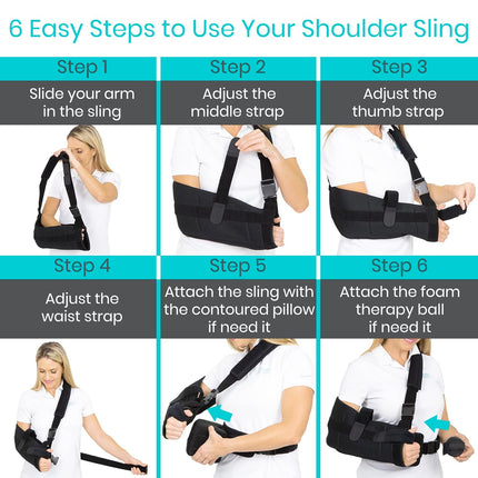 Vive Shoulder Abduction Sling - Immobilizer for Injury Support - Pain Relief Arm