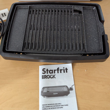 Starfrit The Rock Indoor Smokeless Electric BBQ Grill - Non-Stick 10" x 16" Cook