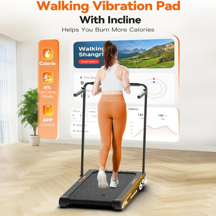 Sperax 4 in 1 Foldable Walking Vibration Pad with 6% Incline,7.5 MPH Treadmills