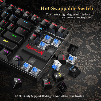 Redragon K552 Mechanical Gaming Keyboard 60% Compact 87 Key Kumara Wired Cherry