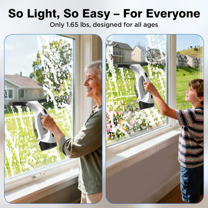 ZRHI Window Vacuum Squeegee Cordless, 2000Pa Electric Window Cleaner Tool with 2