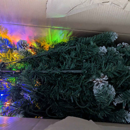 Prelit Artificial Christmas Tree Flocked Snow Trees with Pine Cone Decoration 6FT https://a.co/d/0g7kI8mh