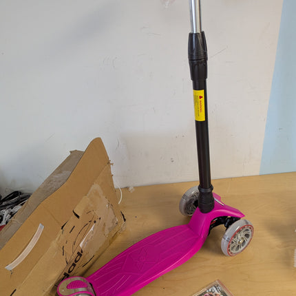 Kids Scooter-Beginner Adjustable Height Handlebar, 3 LED Light-up Wheels, Kick S