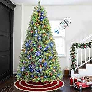 SHareconn 6ft Prelit Premium Artificial Classic Spruce Christmas Tree with Remote Control,Timer, and 330 Warm White & Color LED Changing Lights, 952 Branch Tips, Xmas Decoration, 6 FT https://a.co/d/0e3Nukds