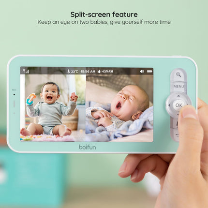 2K Boifun Baby Monitor WiFi, 360° Camera with Night Light & 5 Inch 3MP Display,