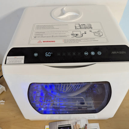 AIRMSEN AE-TDQR03 Countertop Portable Dishwasher, Compact Mini Dishwasher with 5