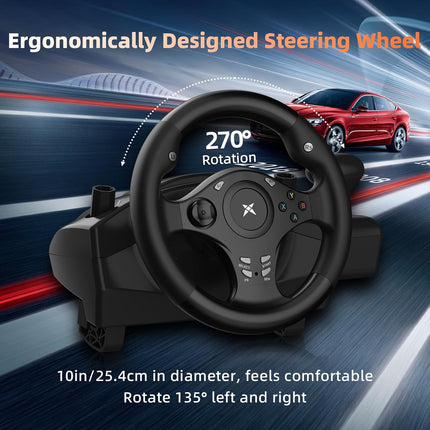 DOYO Racing Wheel - Gaming Steering Wheel for PC, 270 Degree Driving Simulator R